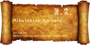 Mikolovits Kazimir névjegykártya
